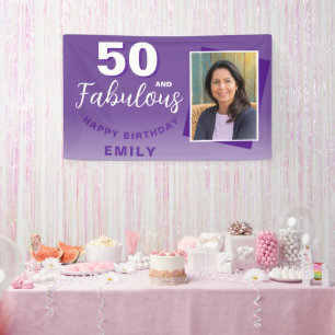 Lila 50 und fabelhaftes 50. Geburtstagsparty Foto Banner