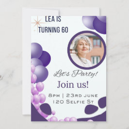 Lila 60. Geburtstag Einladung