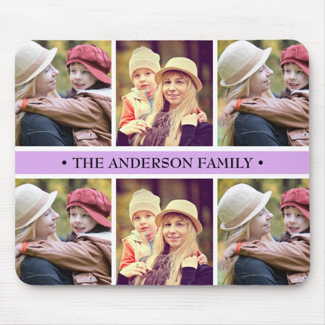 Lila 6 Foto-Collagen-Pastellgewohnheit Mousepad (Vorne)