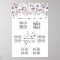 Lila 6-Tisch-Sitzdiagramm aus weißer Blüte