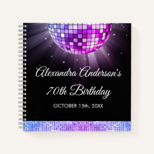Lila 70. Geburtstag 70. Disco Ball Guest Book Notizbuch