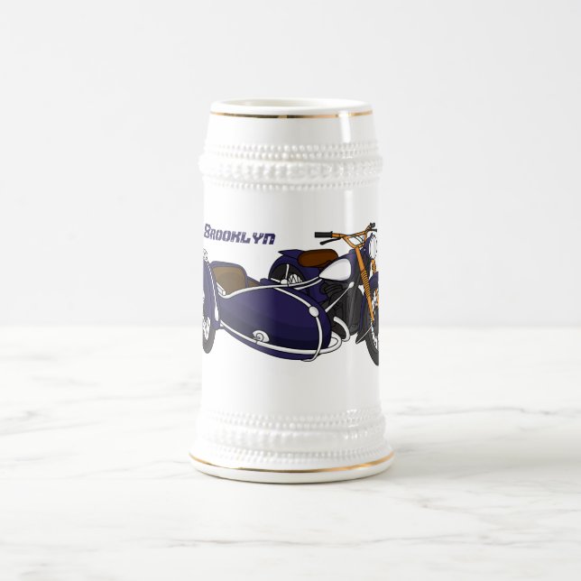 Lila Abbildung von Nebenkraftwagen Bierglas (Mittel)