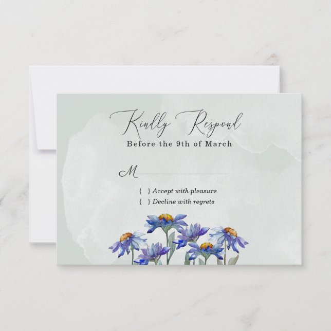 Lila Abendrot Rustikales Gesichtsgrün RSVP Karte (Vorderseite)