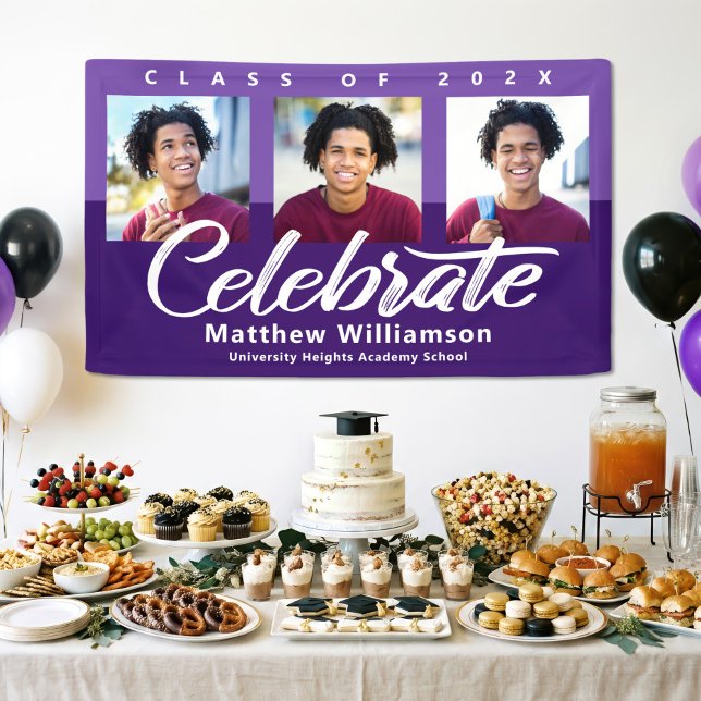 Lila Abschluss 3 Foto Fettformatiertes Skript Einf Banner (Von Creator hochgeladen)