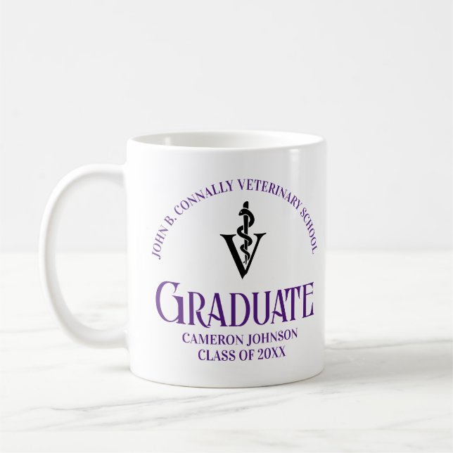 Lila Abschluss der Veterinärschule Kaffeetasse (Links)