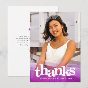 Lila Abschluss Foto fett Typografie modern Dankeskarte
