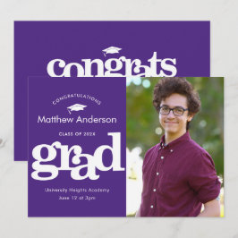 Lila Abschluss Foto moderne, fette Typografie Ankündigung