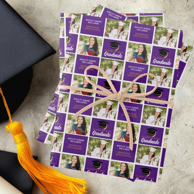Lila Abschluss Foto Personalisiert Graduate Geschenkpapier Set (Von Creator hochgeladen)
