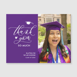 Lila Abschluss für elegantes Script-Foto Vielen Da Magnetkarte