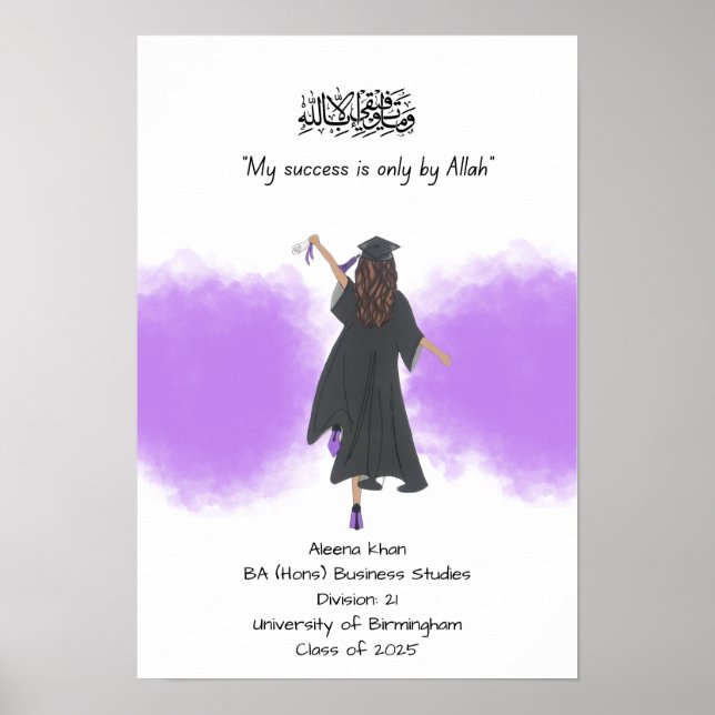 Lila Abschluss-Grad-Zertifikat Poster (Vorne)