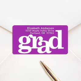 Lila Abschluss - moderne, fette Typografie Adressaufkleber
