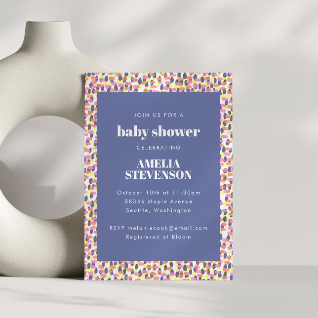 Lila Abstrakt Dot Pattern Kinderdusche Einladung (Von Creator hochgeladen)