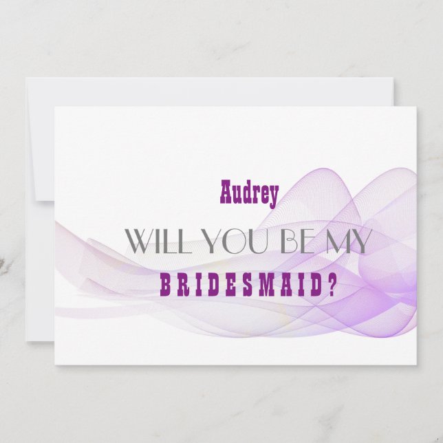 Lila Abstrakt Werden Sie meine Bridesmaid? Einladung (Vorderseite)