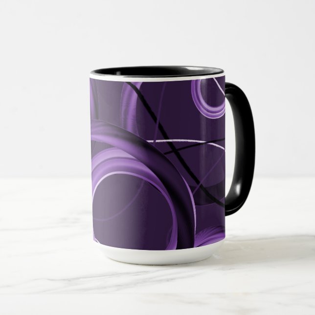 Lila Abstrakte Designer-Tasse Tasse (VorderseiteRechts)