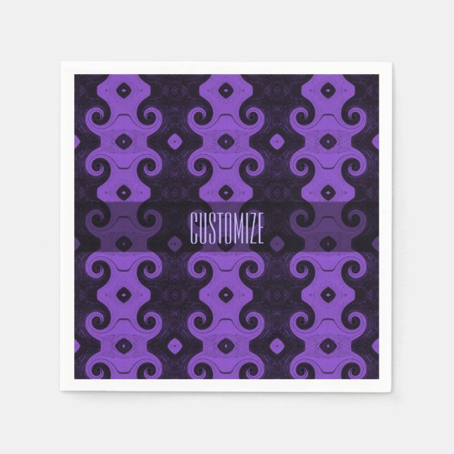 Lila Abstrakte Diamond Eye Curls Napkins Serviette (Vorderseite)