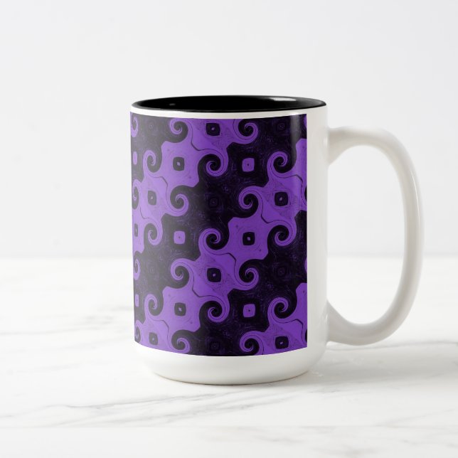 Lila Abstrakte Diamond Eye Curls Tasse (Rechts)