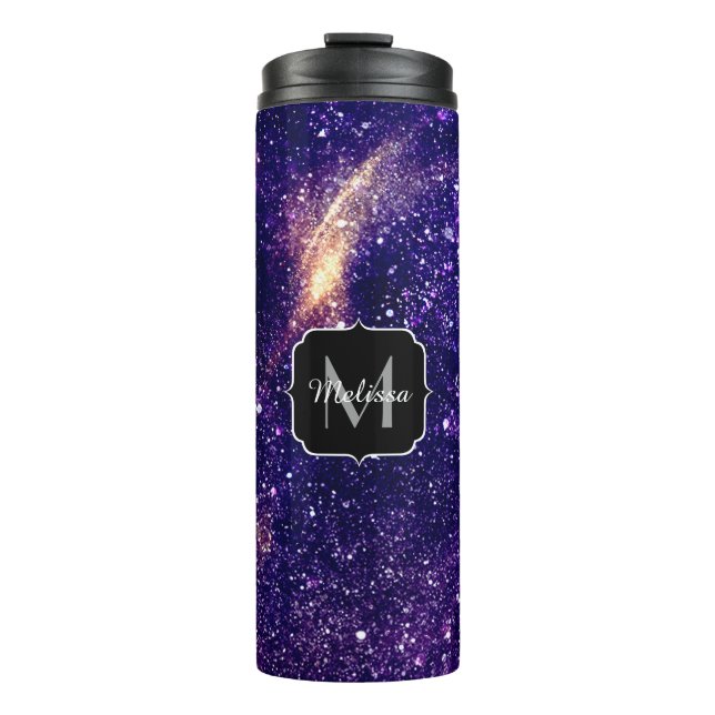 Lila  abstrakte Galaxie Thermosbecher (Vorderseite)