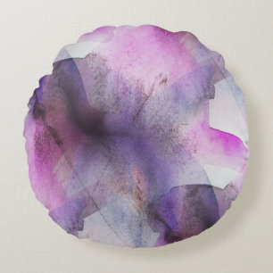 lila abstrakte Kunst des nahtlosen Kubismus Rundes Kissen