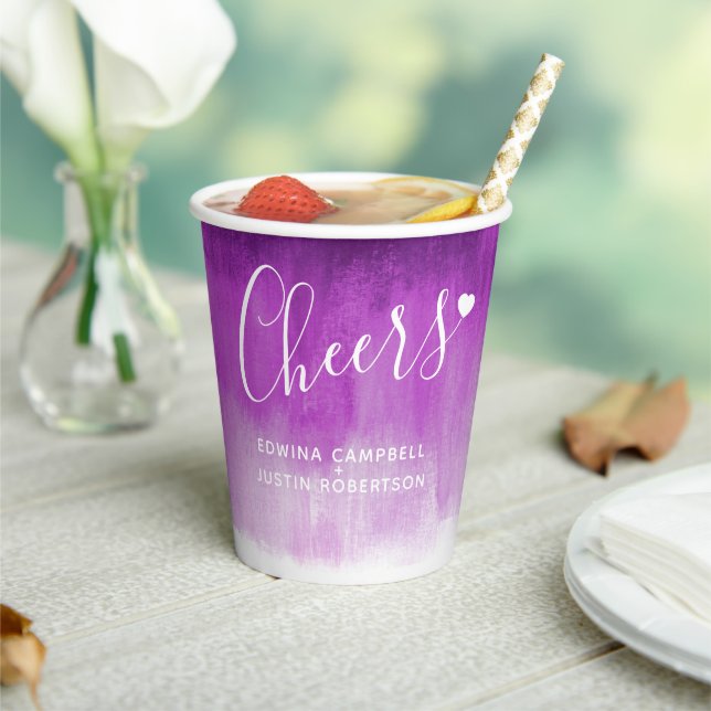 Lila abstrakte Kunst UV-Hochzeit Pappbecher (In Situ)