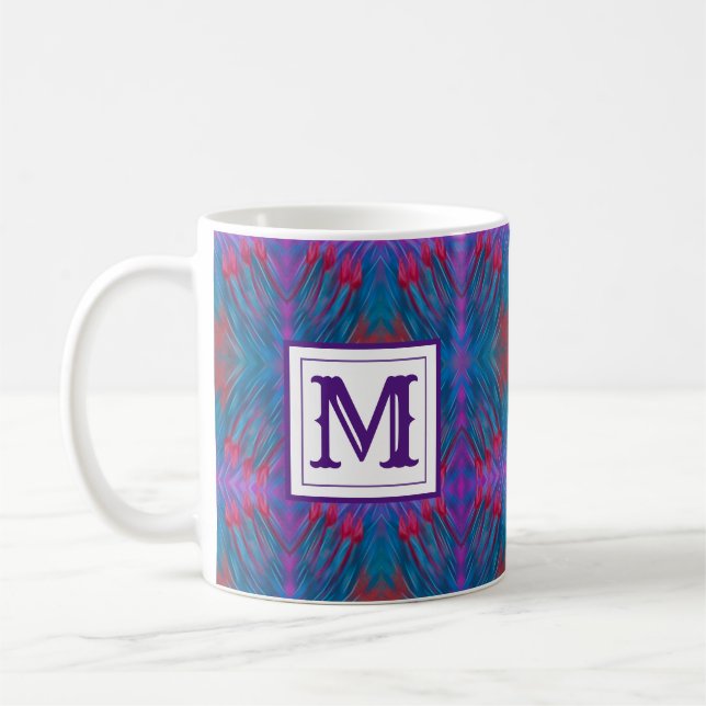 Lila Abstrakte Monogramm modern Kaffeetasse (Links)