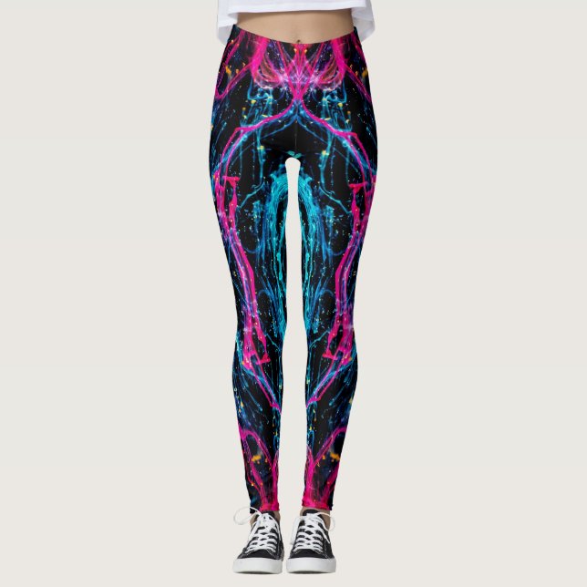 lila abstrakte Muster Leggings (Vorderseite)