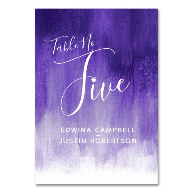 Lila abstrakte Wäsche Moderne Tischnummer fünf (Vorderseite)