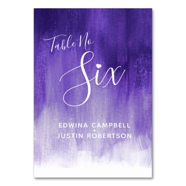 Lila abstrakte Wäsche Moderne Tischnummer sechs (Rückseite)