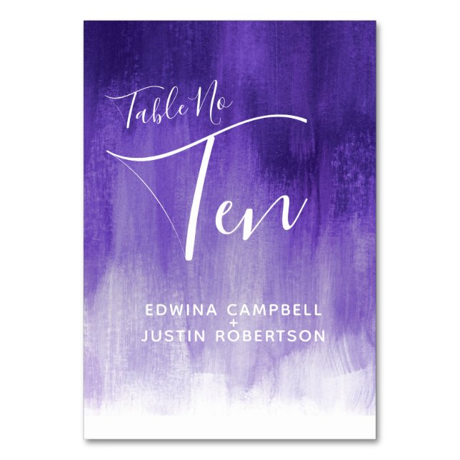 Lila abstrakte Wäsche Moderne Tischnummer Zehn (Vorderseite)