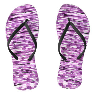 Lila Abstrakte Wasserfarben Streifen Flip Flops