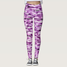 Lila Abstrakte Wasserfarben Streifen Leggings