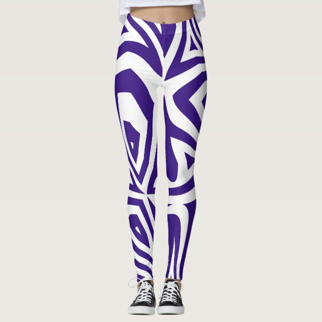 Lila Abstrakte Zebra Print Frauen Leggings (Vorderseite)