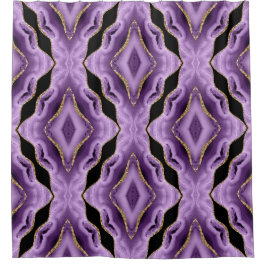 Lila Abstrakter Duschvorhang aus Gold