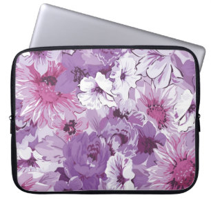 Lila abstrakter eleganter Blumenentwurf Laptopschutzhülle