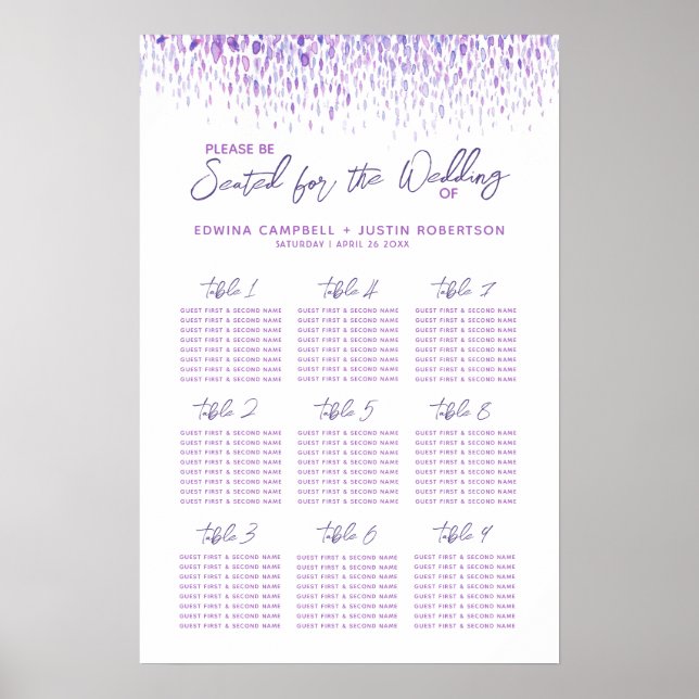 Lila abstrakter Hochzeitstil Poster (Vorne)