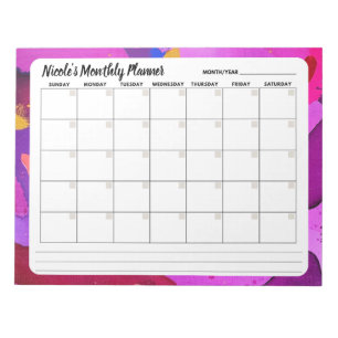 Lila Abstrakter Monatskalender Notizblock