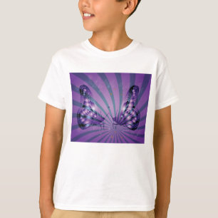 Lila Abstrakter Schmetterling mit strahlenden Flüg T-Shirt