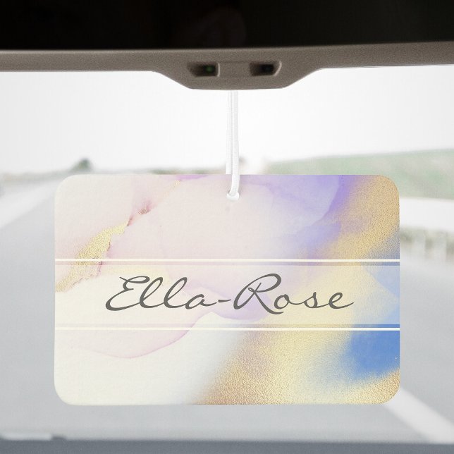 Lila Abstrakter Tinte Luxus Gold Individuelle Name Autolufterfrischer (Von Creator hochgeladen)