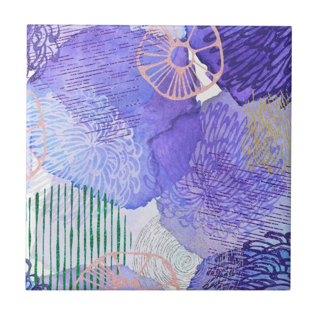 Lila abstraktes Design Fliese (Vorderseite)