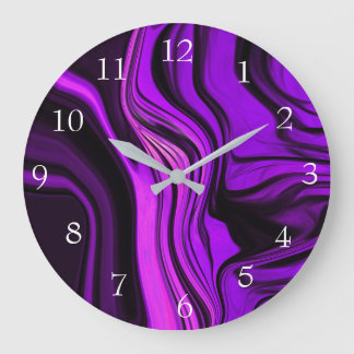Lila abstraktes Design Große Wanduhr