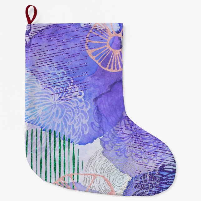 Lila abstraktes Design Großer Weihnachtsstrumpf (Vorderseite)