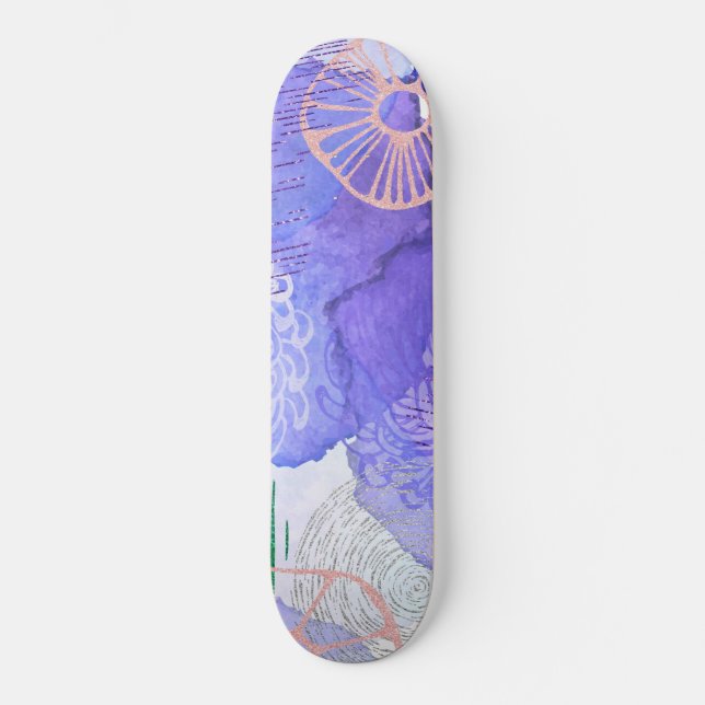 Lila abstraktes Design Skateboard (Vorderseite)