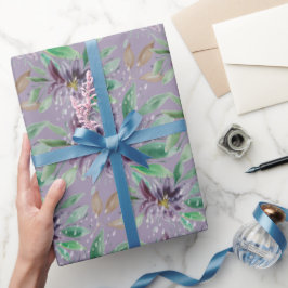 Lila Abstraktes gefrorenes Lotus Wasserfarbe Geschenkpapier
