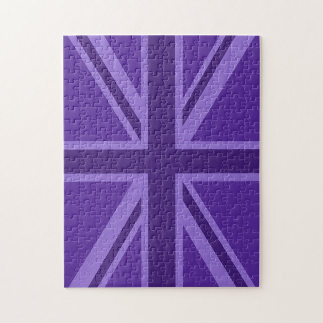 Lila Accent Union Jack Decor Puzzle (Vertikal)
