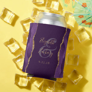 Lila Achat Gold-Fauxglitter-Pflaume Hochzeit Dosenkühler