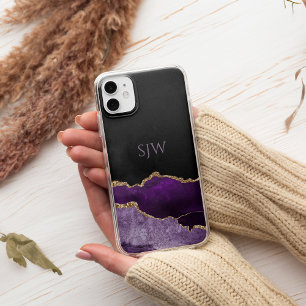 Lila Achat-Monogramm Gold-Glitter Case-Mate iPhone Hülle