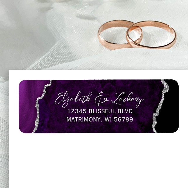Lila Achat Silber Hochzeit Rücksendeadresse (Von Creator hochgeladen)
