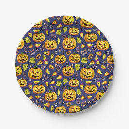 Lila Acorns und Pumpkin Halloween Pappteller