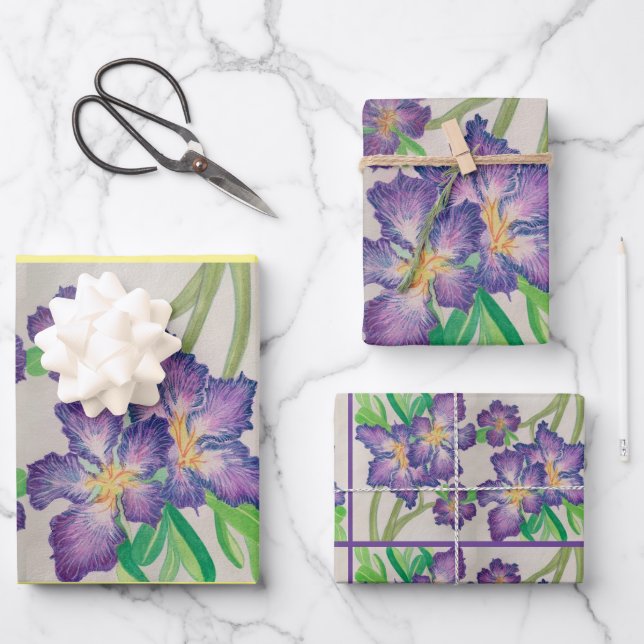 Lila Adenium Geschenkpapier Set (Vorderseite)