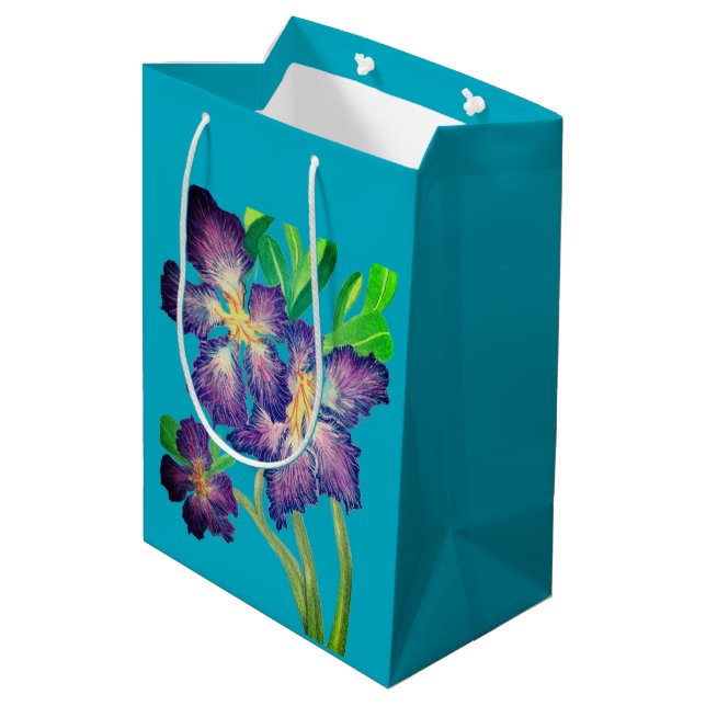 Lila Adenium Mittlere Geschenktüte (Rückseite Schrägansicht)