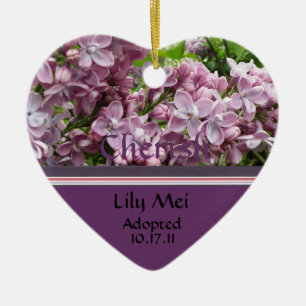 Lila Adoptions-Mitteilungs-Verzierung Keramik Ornament